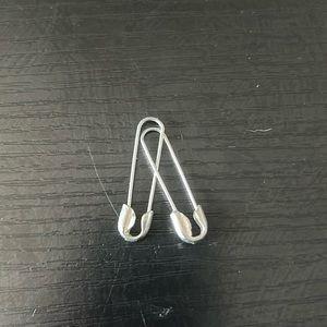 Silver safety pin earrings
